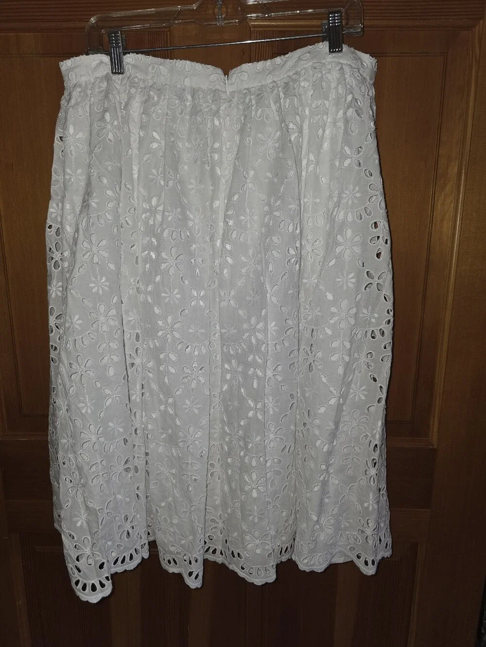 J Crew Eylet Full Lined White Lace Midi Skirt Size 14 - Picture 2 of 14